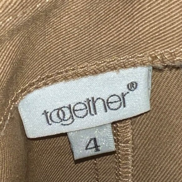 Together Womens Tan Flared Midi Skirt W/ Side Buckles & Back Pocket Size 4 100% - Picture 3 of 9